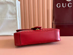 GUCCI MARMONT SHOULDER BAG 31 IN RED CALFSKIN GOLD CHAIN