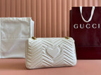 GUCCI MARMONT SHOULDER BAG 31 IN WHITE CALFSKIN GOLD CHAIN