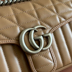GUCCI MARMONT SMALL SHOULDER BAG 26 IN BROWN LAMBSKIN