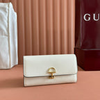 GUCCI SOFTBIT CONTINENTAL WALLET 19 IN WHITE GRAINY CALFSKIN GOLD HARDWARE