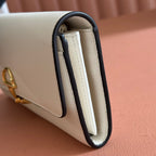 GUCCI SOFTBIT CONTINENTAL WALLET 19 IN WHITE GRAINY CALFSKIN GOLD HARDWARE