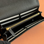 GUCCI SOFTBIT CONTINENTAL WALLET 19 IN BLACK GRAINY CALFSKIN GOLD HARDWARE