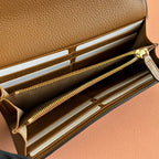 GUCCI SOFTBIT CONTINENTAL WALLET 19 IN BROWN GRAINY CALFSKIN GOLD HARDWARE