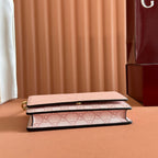 GUCCI EMBLEM WALLET ON CHAIN 20 IN LIGHT PINK SMOOTH CALFSKIN