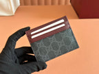 GUCCI CARD CASE 10 BICOLOR IN GREY AND RED  CALFSKIN