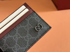 GUCCI CARD CASE 10 BICOLOR IN GREY AND RED  CALFSKIN