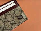 GUCCI CARD CASE 10 IN BEIGE AND RED  CALFSKIN
