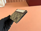 GUCCI CARD CASE 10 IN BEIGE AND BROWN  CALFSKIN