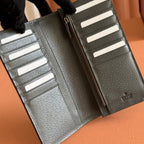 GUCCI OPHIDIA CARD CASE 19 IN DARK GREY COATED FABRIC AND CALFSKIN