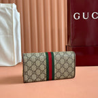 GUCCI OPHIDIA WALLET ON CHAIN 19 IN BEIGE AND DARK BROWN COATED FABRIC AND BROWN CALFSKIN TRIM