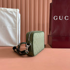 GUCCI SMALL CROSSBODY BAG 23.5 IN FOREST GREEN  CANVAS