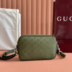 GUCCI SMALL CROSSBODY BAG 23.5 IN FOREST GREEN  CANVAS