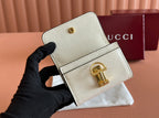 GUCCI SOFTBIT CARD CASE 10.5 IN WHITE GRAINY CALFSKIN GOLD HARDWARE
