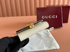 GUCCI SOFTBIT CARD CASE 10.5 IN WHITE GRAINY CALFSKIN GOLD HARDWARE