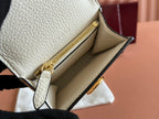 GUCCI SOFTBIT CARD CASE 10.5 IN WHITE GRAINY CALFSKIN GOLD HARDWARE