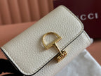 GUCCI SOFTBIT CARD CASE 10.5 IN WHITE GRAINY CALFSKIN GOLD HARDWARE