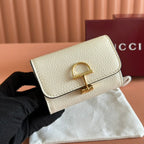 GUCCI SOFTBIT CARD CASE 10.5 IN WHITE GRAINY CALFSKIN GOLD HARDWARE