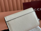 GUCCI SOFTBIT CARD CASE 10.5 IN WHITE GRAINY CALFSKIN GOLD HARDWARE