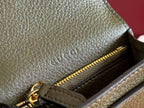 GUCCI SOFTBIT CARD CASE 10.5 IN GREEN GRAINY CALFSKIN GOLD HARDWARE