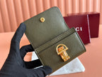 GUCCI SOFTBIT CARD CASE 10.5 IN GREEN GRAINY CALFSKIN GOLD HARDWARE