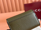 GUCCI SOFTBIT CARD CASE 10.5 IN GREEN GRAINY CALFSKIN GOLD HARDWARE
