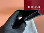 GUCCI EMBLEM MINI WALLET 11 IN BLACK  GRAINY CALFSKIN