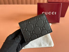 GUCCI EMBLEM MINI WALLET 11 IN BLACK  GRAINY CALFSKIN
