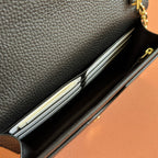 GUCCI EMBLEM WALLET ON CHAIN 20 IN BLACK SMOOTH  CALFSKIN