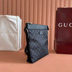 GUCCI MEDIUM CROSS MESSENGER BAG 29 IN BLACK FABRIC