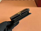 GUCCI MARMONT BI-COLOUR CARD CASE WALLET 11 IN BEIGE EBONY  CANVAS BLACK CALFSKIN