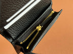 GUCCI MARMONT BI-COLOUR CARD CASE WALLET 11 IN BEIGE EBONY  CANVAS BLACK CALFSKIN