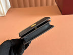 GUCCI MARMONT BI-COLOUR CARD CASE WALLET 11 IN BLUE BEIGE EBONY  CANVAS BLACK CALFSKIN