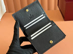GUCCI MARMONT BI-COLOUR CARD CASE WALLET 11 IN BLUE BEIGE EBONY  CANVAS BLACK CALFSKIN