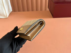 GUCCI MARMONT BI-COLOUR CARD CASE WALLET 11 IN BEIGE EBONY  CANVAS BROWN CALFSKIN