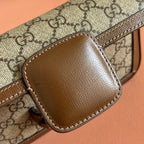 GUCCI HORSEBIT 1955 SMALL 21.5 IN BEIGE EBONY  SUPREME BROWN CALFSKIN GOLD HARDWARE