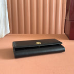 GUCCI MARMONT CONTINENTAL WALLET 19 BLACK IN CALFSKIN