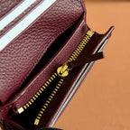 GUCCI MARMONT BAG 11 IN BEIGE EBONY  CANVAS DARK RED CALFSKIN