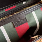 GUCCI 26S PADLOCK TOP HANDLE BAG 31 IN DARK BEIGE AND BLACK CALFSKIN