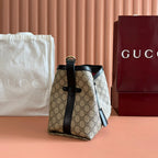 GUCCI 26S PADLOCK SHOULDER BAG 29 IN DARK BEIGE AND BLACK CALFSKIN