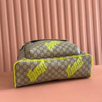 GUCCI MEDIUM BACKPACK WITH PRINT 41 LIME GREEN IN CALFSKIN