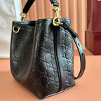 GUCCI 26S HAND BAG 19 IN BLACK CALFSKIN WITH MONOGRAM PATTERN