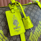 GUCCI CHROMA LARGE DUFFLE BAG 45 LIME GREEN IN  MONOGRAM CANVAS