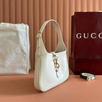 GUCCI JACKIE SMALL SHOULDER BAG 27 IN WHITE CALFSKIN GOLD HARDWARE