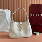 GUCCI JACKIE SMALL SHOULDER BAG 27 IN WHITE CALFSKIN GOLD HARDWARE