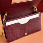 GUCCI MARMONT WALLET ON CHAIN 20 DARK RED AND BEIGE IN CALFSKIN