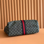 GUCCI GIGLIO LARGE TOTE BAG 60 IN BLUE AND WHITE  DENIM