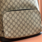 GUCCI EMBOSSED BACKPACK 40 IN BEIGE AND DARK BROWN CALFSKIN