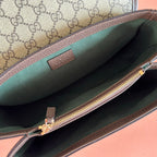 GUCCI 25S OPHIDIA SMALL SHOULDER BAG 24 CM IN BEIGE AND BROWN CALFSKIN