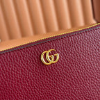 GUCCI 25S MARMONT WALLET 19 IN RED CALFSKIN GOLD HARDWARE