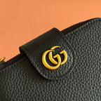 GUCCI 25S MARMONT WALLET 13 IN BLACK CALFSKIN GOLD HARDWARE